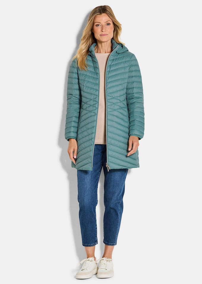 Donsmantel met elegant stiksel - grijsgroen - Gr. 21 van Goldner Fashion