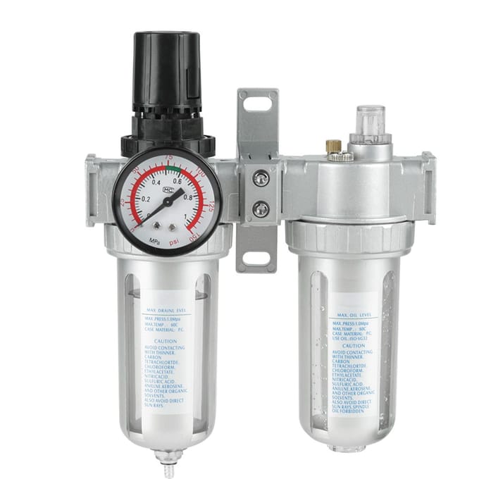 1 2 Manomètre Filtre Compresseur Pression d'Air Piège Huile Eau Régulateur Kit d'Outils blanc