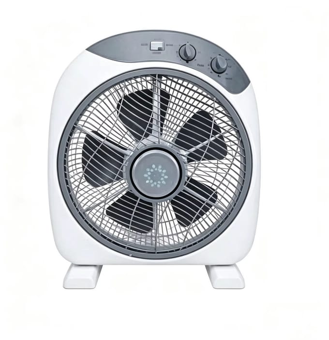 Boxventilator 38 cm - 3 Snelheden - 3 Uur Timer - 360° Luchtcirculatie - Vloerventilator - Wit/Grijs - 230V