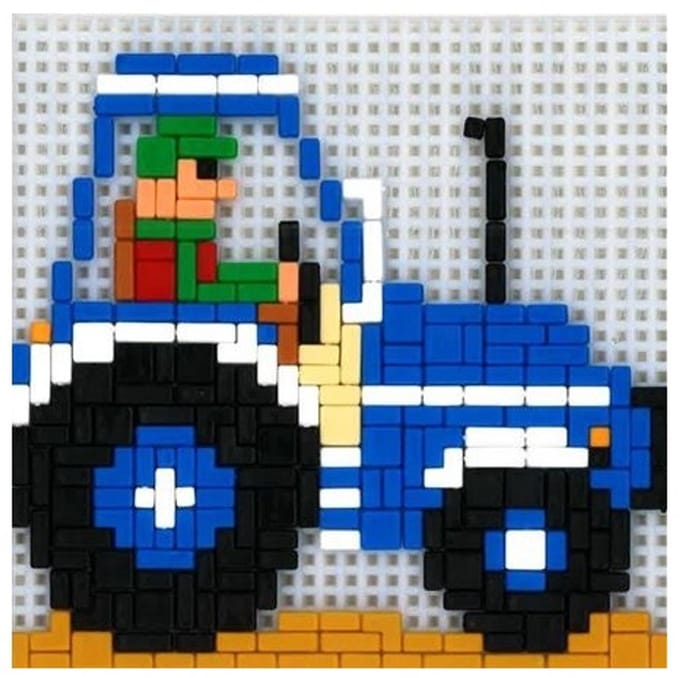 Stick-it blauwe tractor, ca 600 steentjes, compatibel met Ministeck