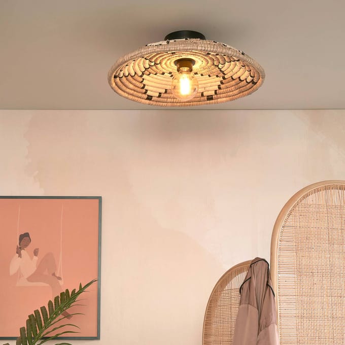 GOOD&MOJO Plafonniere Andros - Naturel/Wit - Ø45cm - Scandinavisch