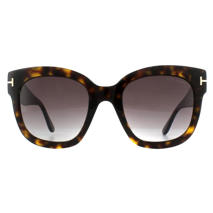 Tom Ford Square Dames Dark Havana Bordeaux gradiënt zonnebril