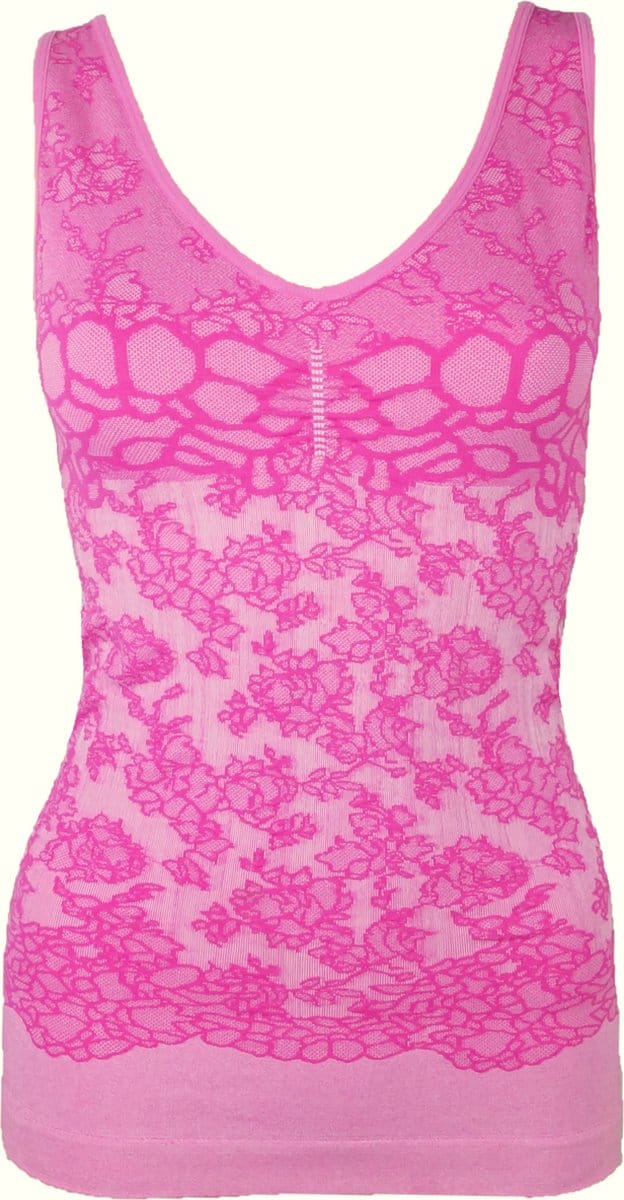 Dames top met geboorduurde print J&C Roze - maat S/M