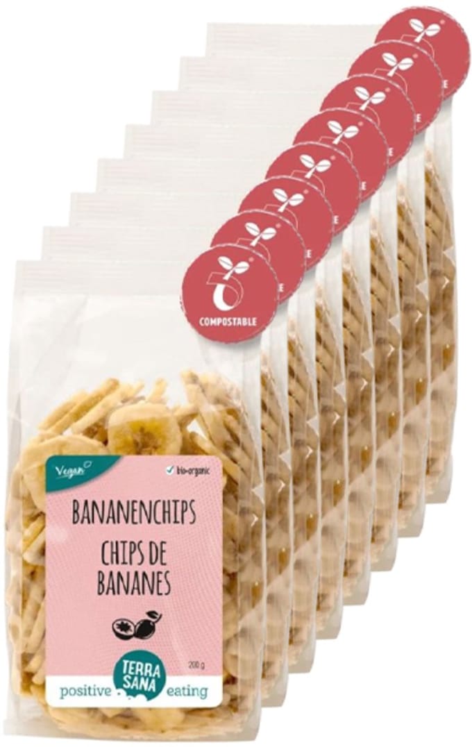 TerraSana | Bananenchips | 8 stuks | 8 x 200g