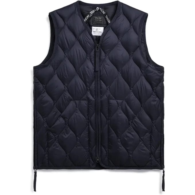 Mouwloze militaire donsjas met V-hals en rits in W Taion Soft Shell