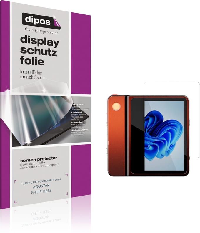 dipos – 2x Beschermfolie geschikt voor AOOSTAR G-FLIP H255 | Krasbestendige & heldere Screenprotector Ultra-Thin
