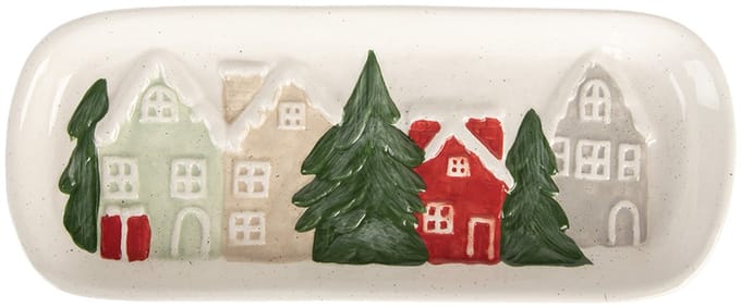 Clayre & Eef Decoratie schaal 30x12x3 cm Wit Keramiek