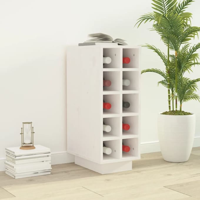 vidaXL - Wijnkast - 23x34x61 - cm - massief - grenenhout - wit