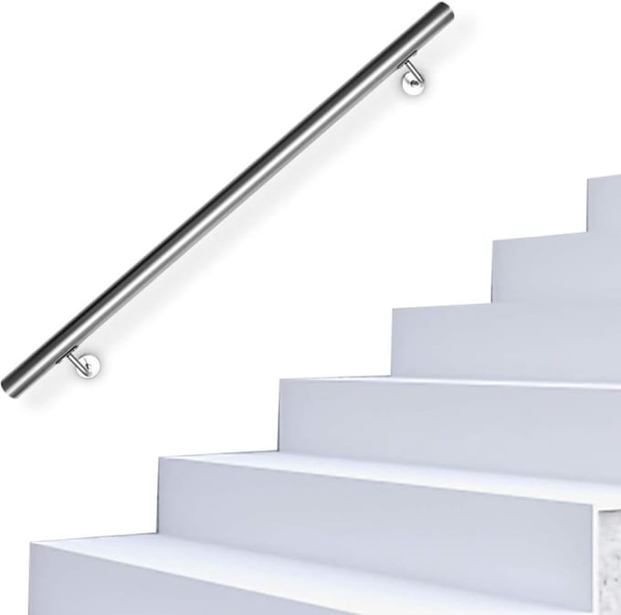 RVS Leuning 140 cm voor Binnen en Buiten - Trap- en Wandbeugel Antislip