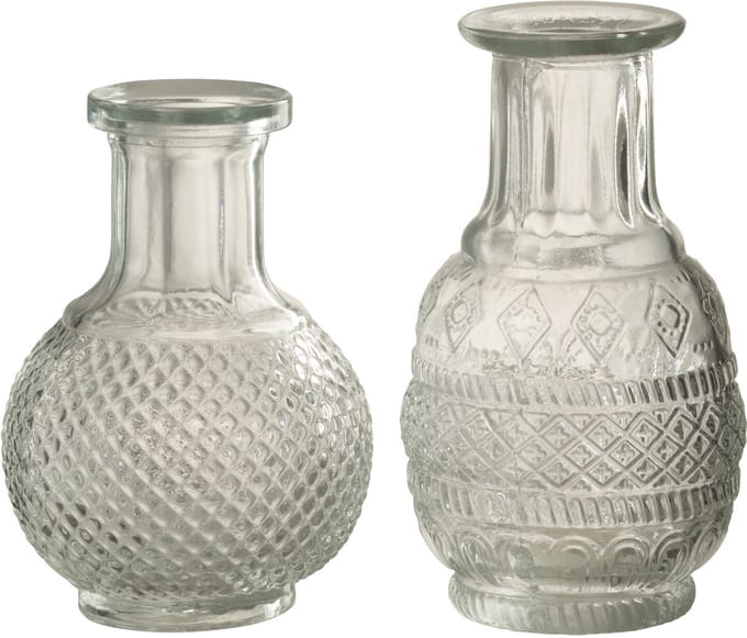 J-Line vaas Soliflore - glas - transparant - set van 2