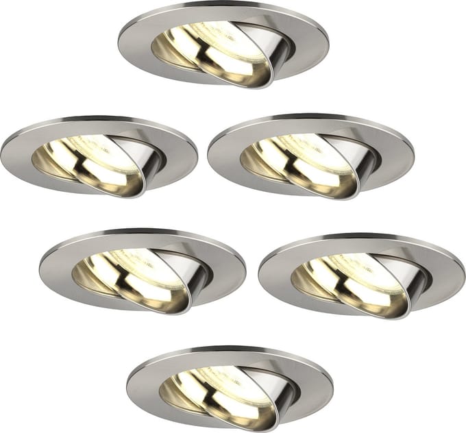 Ledvion - 6X LED Inbouwspot Rio - RVS - Dimbaar - 3W - 2700K - Ø85 mm