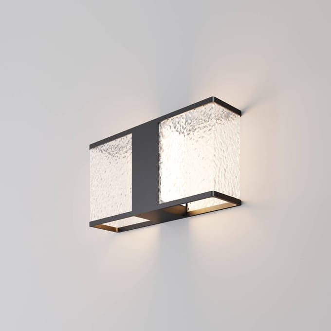 Maytoni Buitenwandlamp Floeva, zwart, breedte 37 cm, IP65, E27