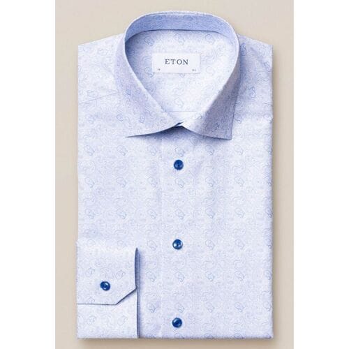 Eton Overhemd Poplin Light Paisley Licht Blauw / male