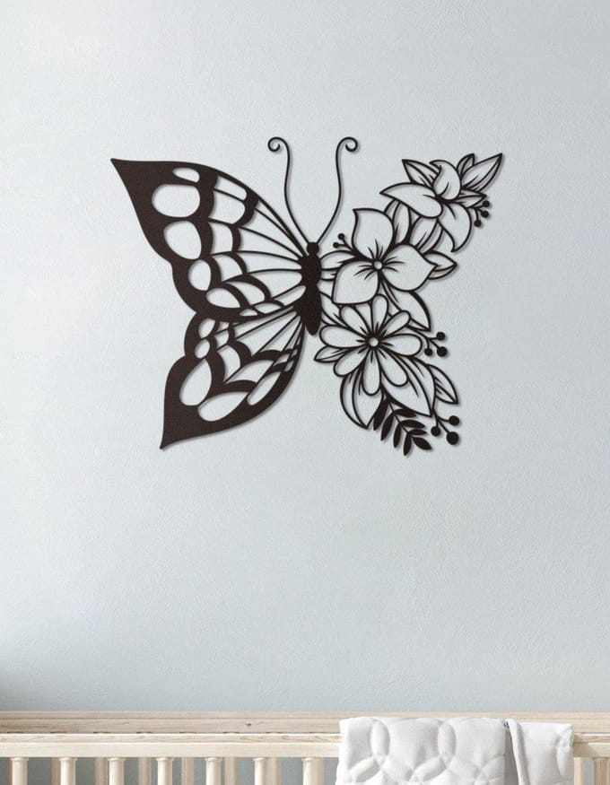 Wanddecoratie dieren | Vlinder - L (49x60cm)