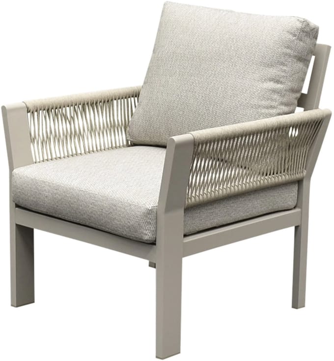 Saigon lounge tuinstoel aluminium latte soft grey kussens