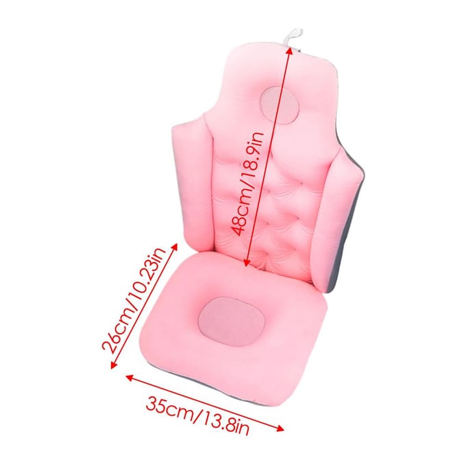 Badkussens Opvouwbaar Badkussen Extra Groot Antislip Spa Badmat Nek Rugondersteuning Hoofdsteunkussens met Zuignappen roze