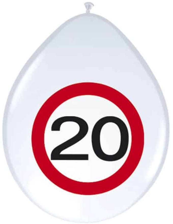 20 Jaar Verkeersbord Ballonnen - 8 stuks