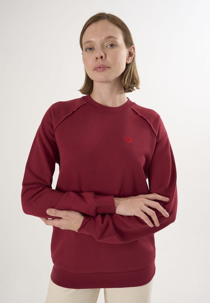 Felix Hardy Basic Sweatshirt Ronde Hals Katoen Dames Bordeaux - M
