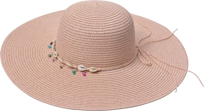 Clayre & Eef Hoed Dames Roze Papierstro Schelpen