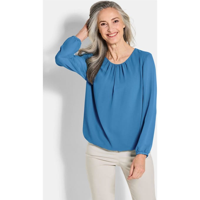 Elegante blouse van chiffon - blauw - Gr. 42 van Goldner Fashion