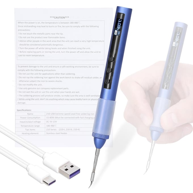 Fer à souder électrique Intelligent, Station de soudage USB Portable, 180-480 Celsius, affichage OLED, soudage multicolore
