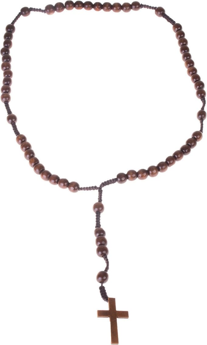 Carnaval verkleed sieraden - Rozenkrans ketting van hout - voor priesters/nonnen - Religieus