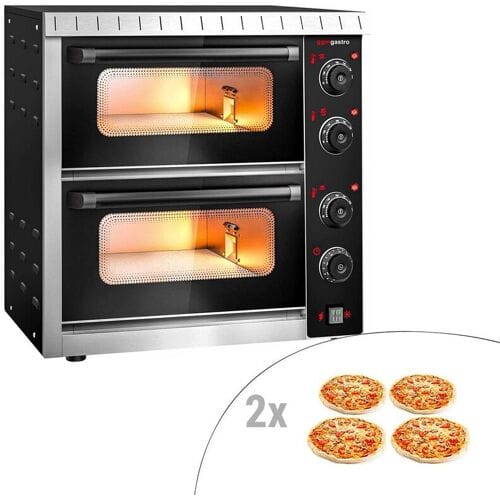 GGM Gastro Elektro Mini Pizzaofen - 4+4x 20cm - Manuell Zwart