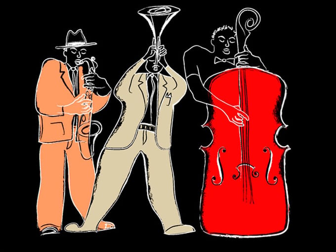 Fotobehang - musical instruments (jazz).