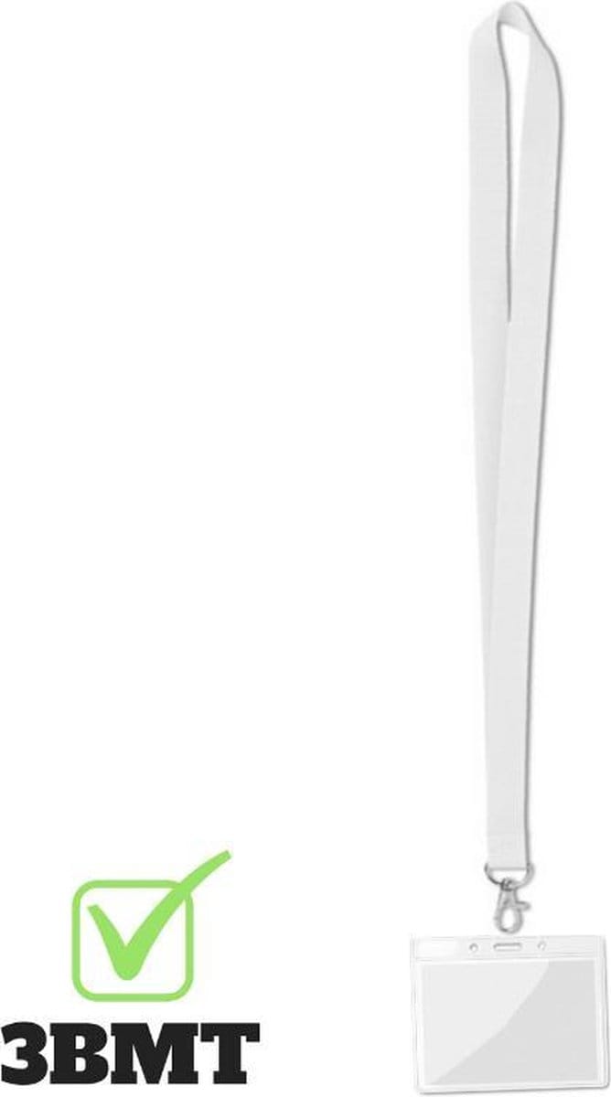 3BMT Keycord met Badgehouder - Pashouder met Lanyard - Wit
