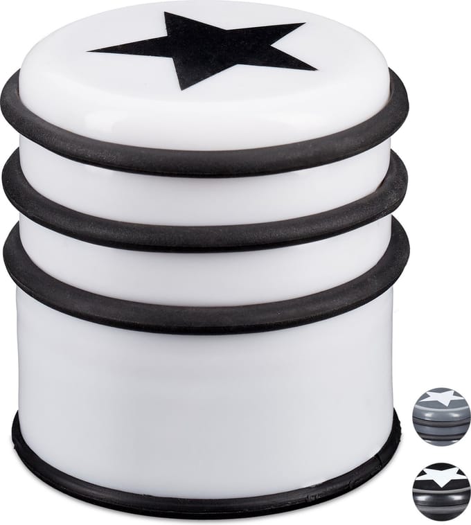 deurstopper kunststof - rubberen ringen - 8 cm - deurbuffer binnen - wit