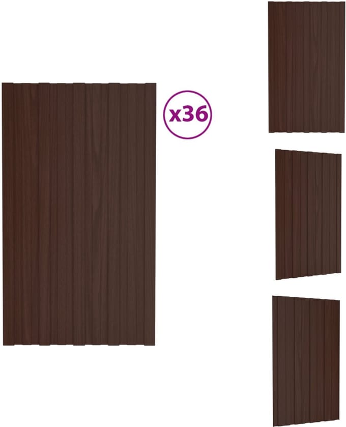 vidaXL - Dakpanelen - 36 - st - 80x45 - cm - gegalvaniseerd - staal - bruin