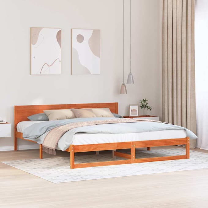 vidaXL - Bedframe - Wasbruin - 180 - x - 200 - cm - Massief - grenenhout