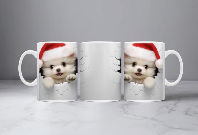 Koffiemok kerst 3D Poesje