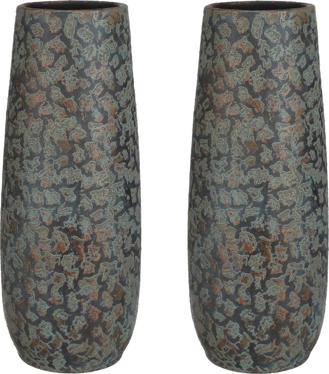 Mica Decorations Bloemenvaas Clemente - 2x - 55 x 21 cm - groen/koper - keramiek - vaas