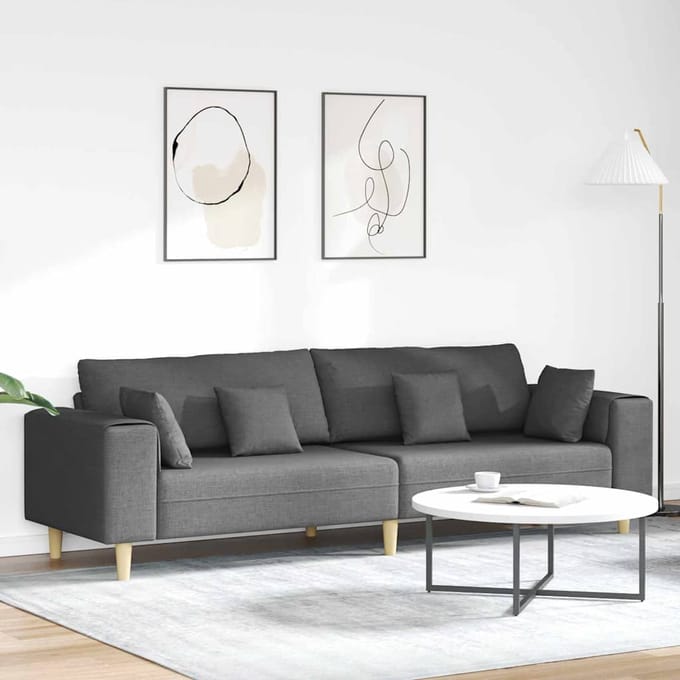 vidaXL - Bank - Donkergrijs - 250 - x - 77 - x - 76 - cm - Stof