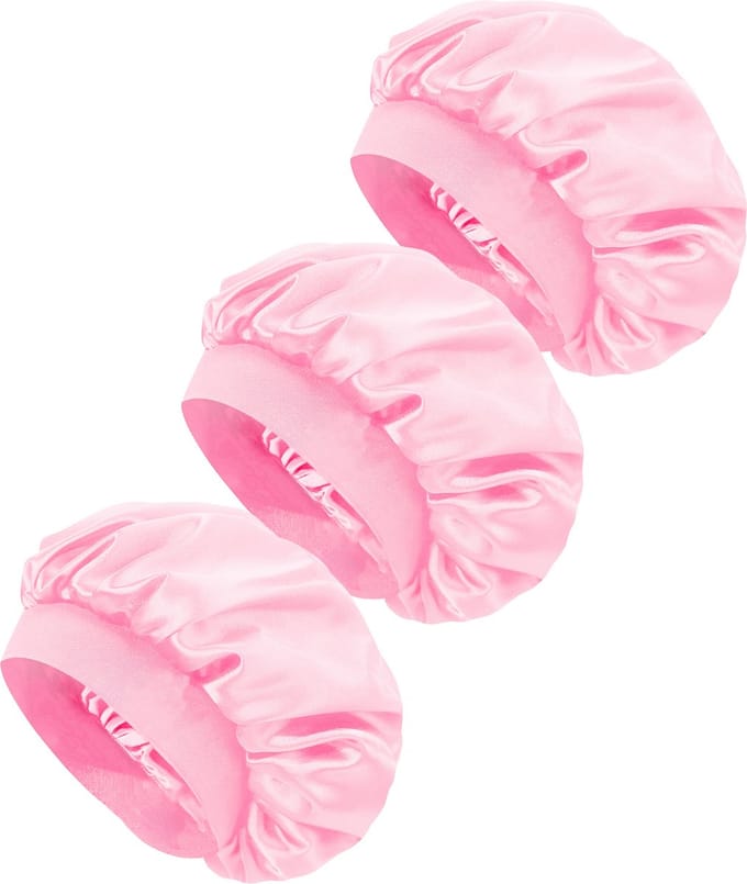 YUBBI 3 Stuks Bonnet Slaapmuts - Elastische Hoofdband - Nachtmuts - Haarverzorging - Roze