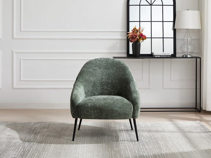 Vente-unique Fauteuil van groene gestructureerde stof RIBEDI
