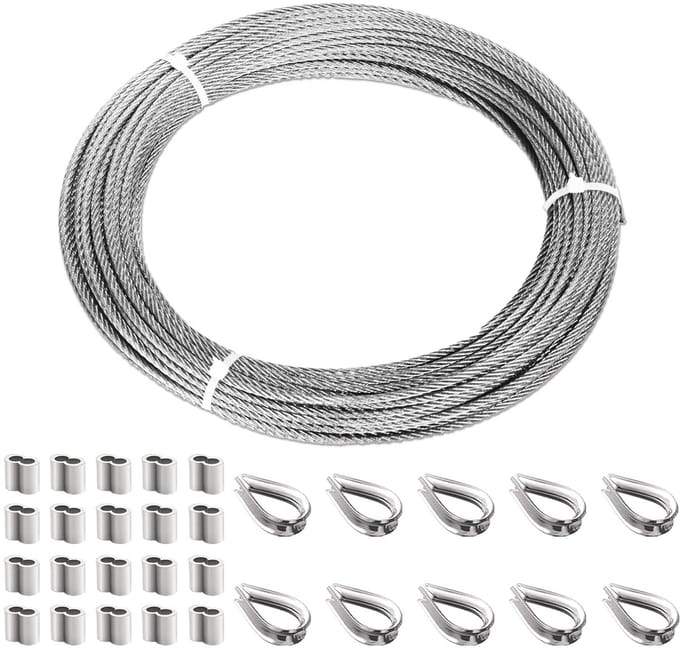 Sterke RVS Staalkabel 0,3 cm x 2,5m voor Leuningen en Terrasafscheiding