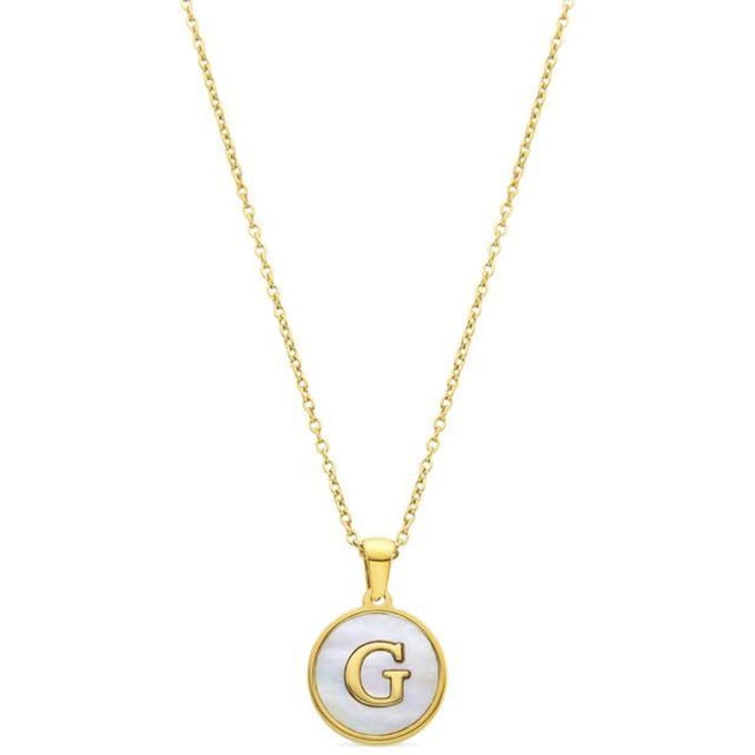 Luxenter collier in wit parelmoer afgewerkt in 18K geel goud - Alfabet
