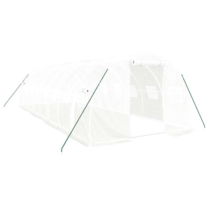vidaXL - Tuinkas - met - stalen - frame - 24 - m² - 8x3x2 - m - wit