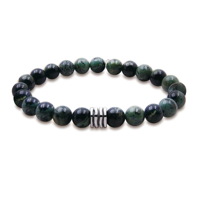 Twice As Nice Armband in edelstaal met groene jade natuursteen van 6mm 21cm