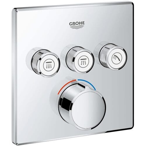 Grohe SmartControl concealed mixer ready-mounted set with 3 shut-off valves, square design 29149000