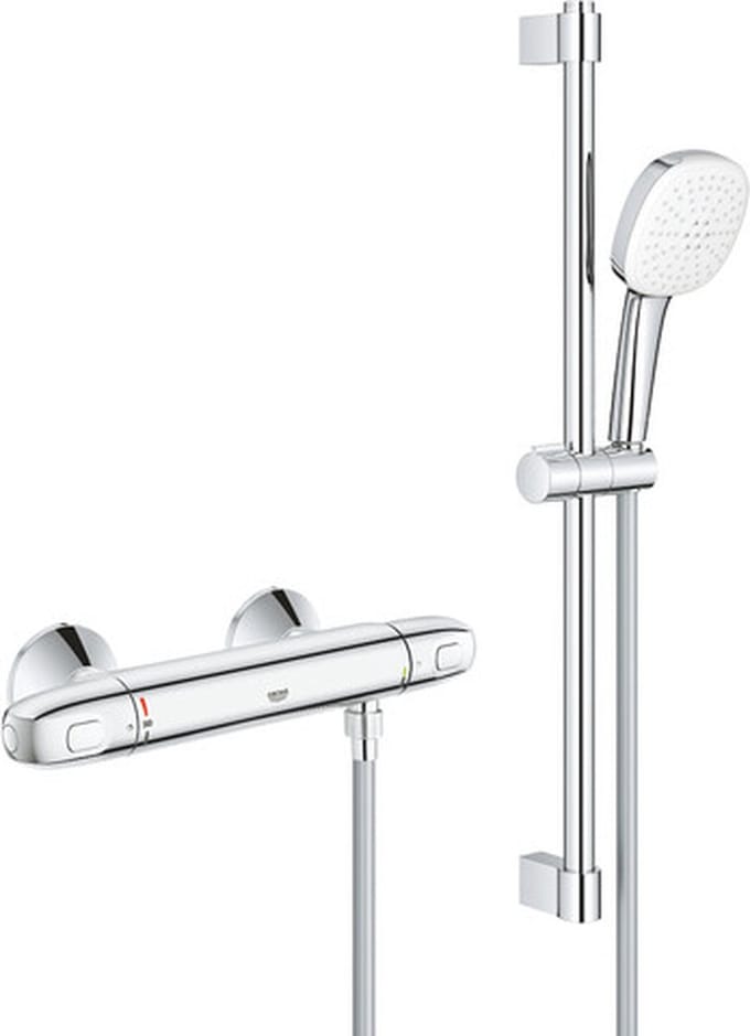 Grohe Grohtherm 1000 New - douche comfortset (thermostatische kraan, doucheslang/stang/kop en koppelingen)