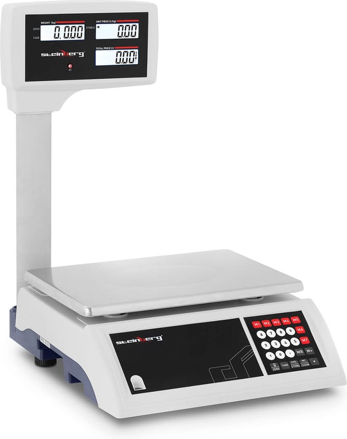 Controle weegschaal - 30 kg / 5 g - 31 x 21 cm - 6 LCD hoge displays - Steinberg Systems