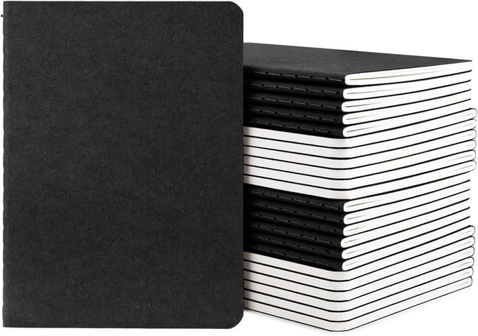 Omgoods - A6 Notitieboek Set van 24 Stuks - Zwart met Ruitjes 5mm