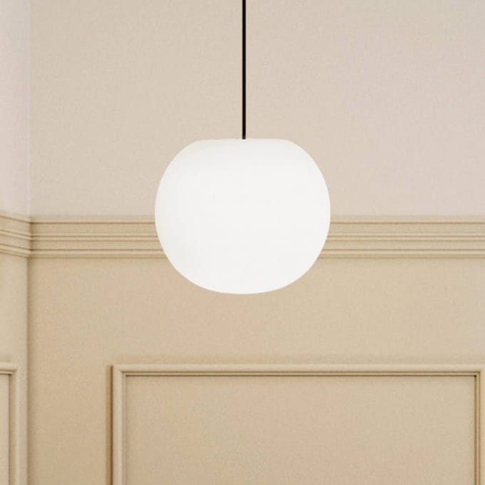 Casablanca hanglamp Acai, wit/zwart, glas, Ø 26 cm, E27