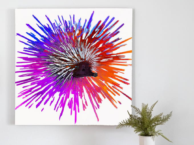 Vibrant echidna burst | Vibrant Echidna Burst | Kunst - 60x60 centimeter op Canvas | Foto op Canvas
