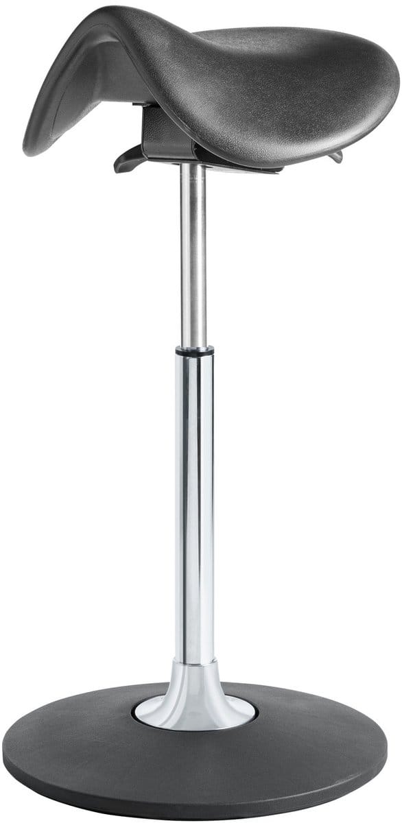 Solid - Ergonomische Zadelkruk - Antraciet - Gepolijst Aluminium Voetplaat