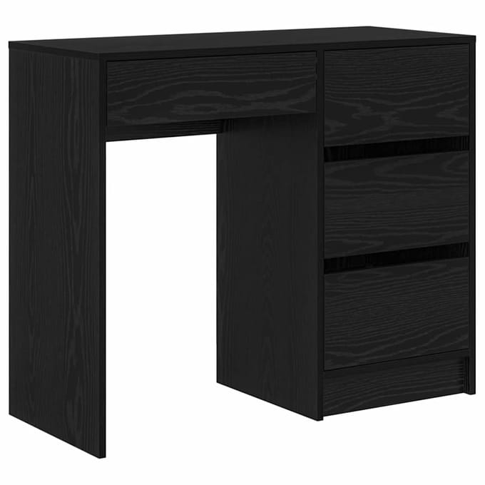 vidaXL - Bureau - Zwart - Eiken - Bewerkt - hout - 90 - x - 37.5 - x - 75 - cm