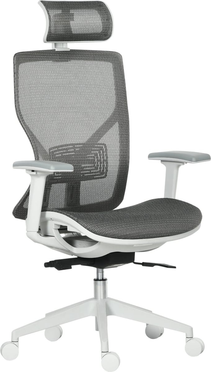 Vinsetto Bureaustoel Schuim, mesh-stof, polypropyleen, nylon 67B x 65D x 120-128H cm Grijs